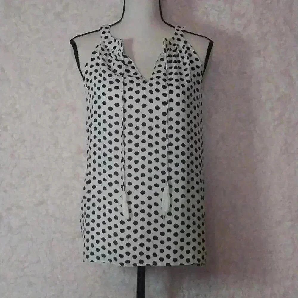 Cynthia Rowley Top with Black Polka Dots Size S